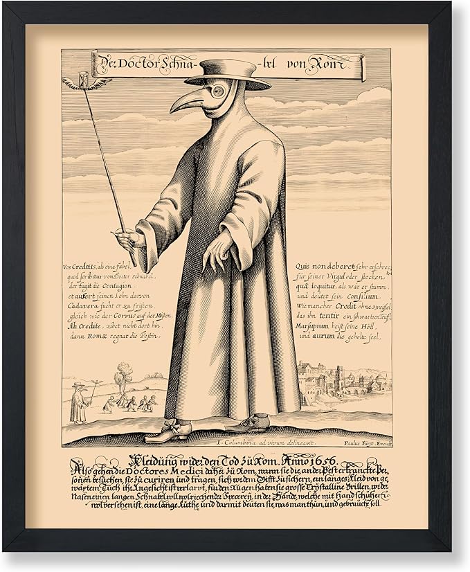 Poster Master Vintage Doctor Schnabel from Rome Poster - Retro Plague Doctor Print - Medieval Art - Gift for Men & Women - Great Wall Decor for Dorm, Living Room or Bedroom - 11x14 UNFRAMED Wall Art