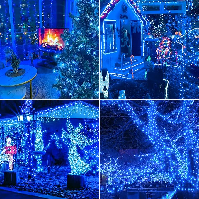 Hopolon Blue Christmas Lights, 13Feet 50Count UL Certified String Light, Pack of 2 Sets Incandescent Mini Lights for Indoor Outdoor Christmas Tree Garland Halloween Party Festival Decor,Blue