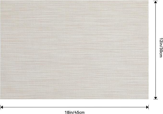 Leetaltree Beige White Placemats Set of 24 - Heat Resistant Non-Slip Place mats for Dining Table, Washable Durable PVC Vinyl Woven Table Mats（Beige White, 24）