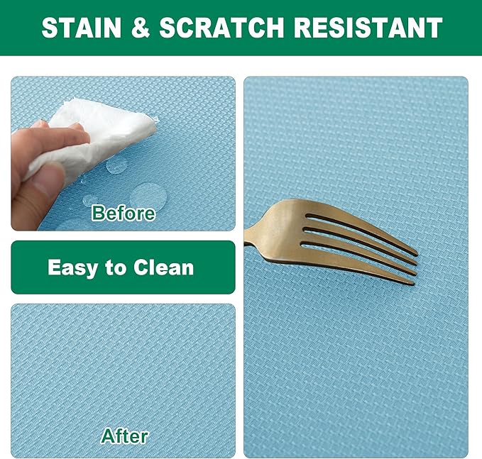 Biscaynebay Textured Fabric Tablecloths 52x70 Inches Rectangular, Light Blue Water Resistant Tablecloths for Dining, Kitchen, Wedding, Parties etc. Machine Washable