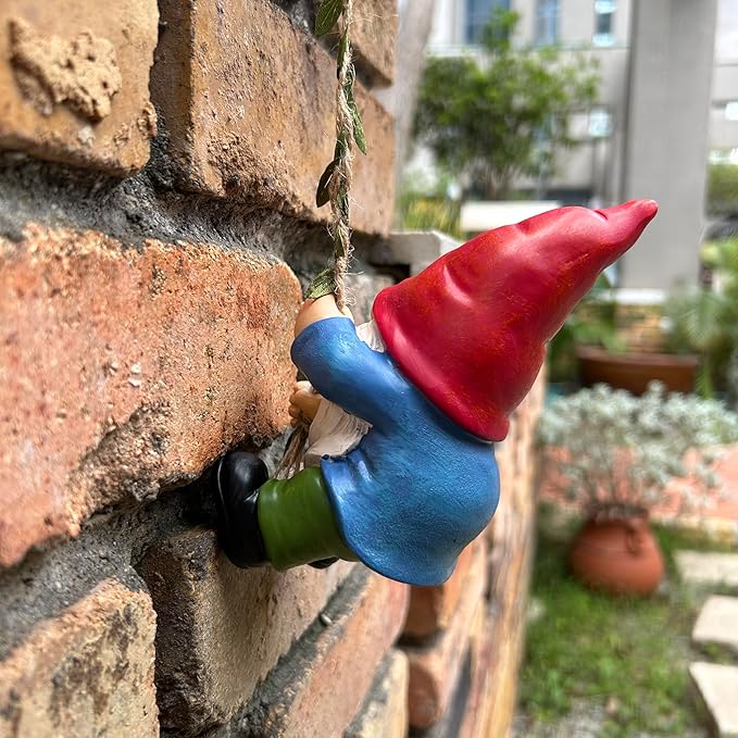 Hanging Gnome Statue Decoration, Climbing Gnomes Figurine Ornament for Indoor Outdoor Home Garden Decor