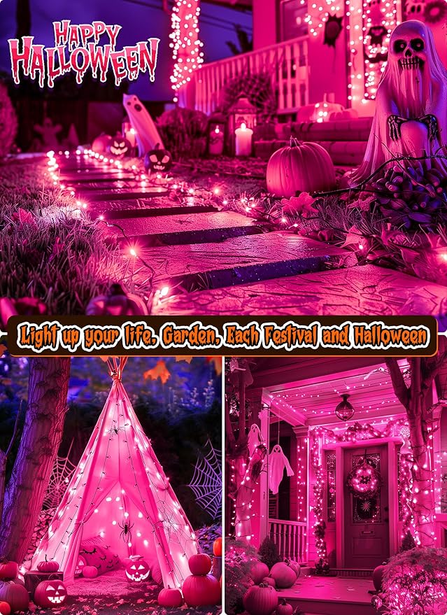 2 Pack Purple Halloween Mini Lights, 13 Feet 50 Count Totally 100 Count Incandescent Bulb Mini String Lights, Connectable Halloween Light for Haunted House Ghost Party Holiday Window Indoor Decoration