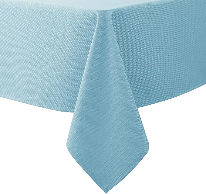 Biscaynebay Textured Fabric Tablecloths 52x70 Inches Rectangular, Light Blue Water Resistant Tablecloths for Dining, Kitchen, Wedding, Parties etc. Machine Washable