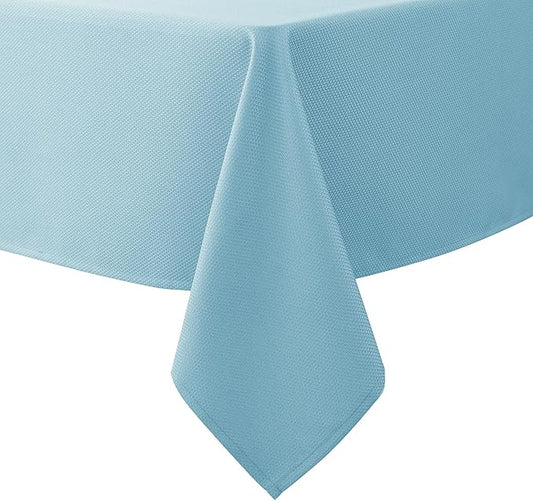 Biscaynebay Textured Fabric Tablecloths 52x70 Inches Rectangular, Light Blue Water Resistant Tablecloths for Dining, Kitchen, Wedding, Parties etc. Machine Washable