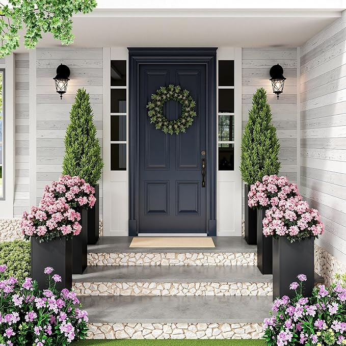 Set of 2 Planter Box Outdoor 30"H x 14.4"W x 13.6"D- Tall Planters for Outdoor Patio/Porch, All-Weather with Anti-dumping Kit, Durable Galvanized Steel, Modern Design for Plants, Flower, Garden