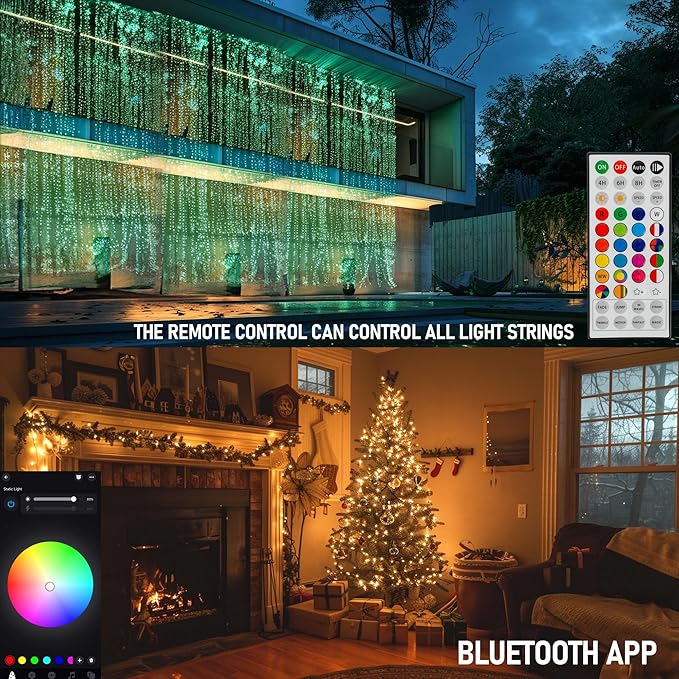 Dazzle Bright Smart Halloween String Lights, 98FT 300 LED RGB Color Changing String Lights with Remote & App Controlled, Christmas Decorations for Indoor Outdoor Holiday Xmas Tree Party Decor