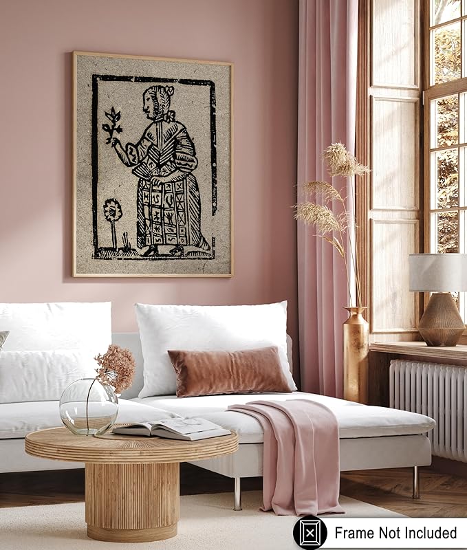 Poster Master Vintage Witch Poster - Retro Witch Holding Plant Print - Halloween Art - Pagan Art - Gift for Men & Women - Gothic Wall Decor for Living Room, Bedroom or Office - 8x10 UNFRAMED Wall Art