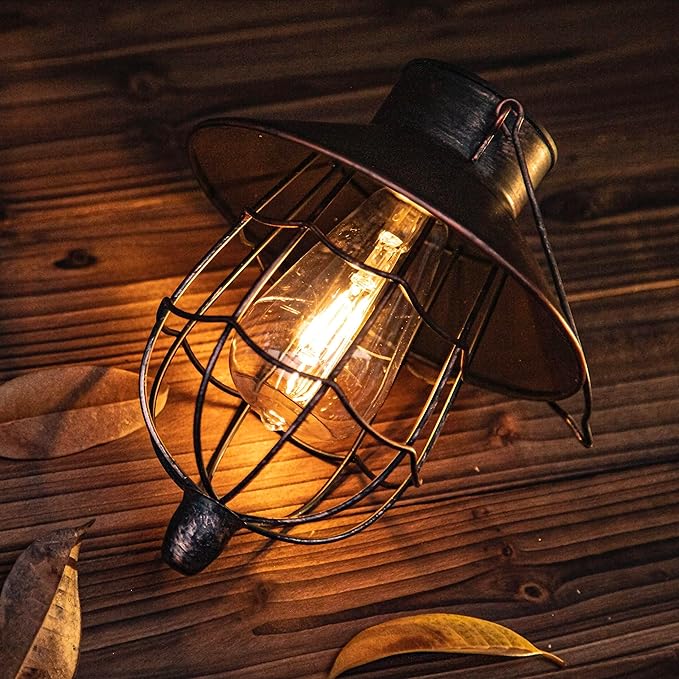 YAKii 2 Pack Solar Lantern Hanging Waterproof Outdoor Metal Solar Lamp with Warm White Light Decorate for Yard Garden Pathway Patio Porch Decor (Antique Copper)