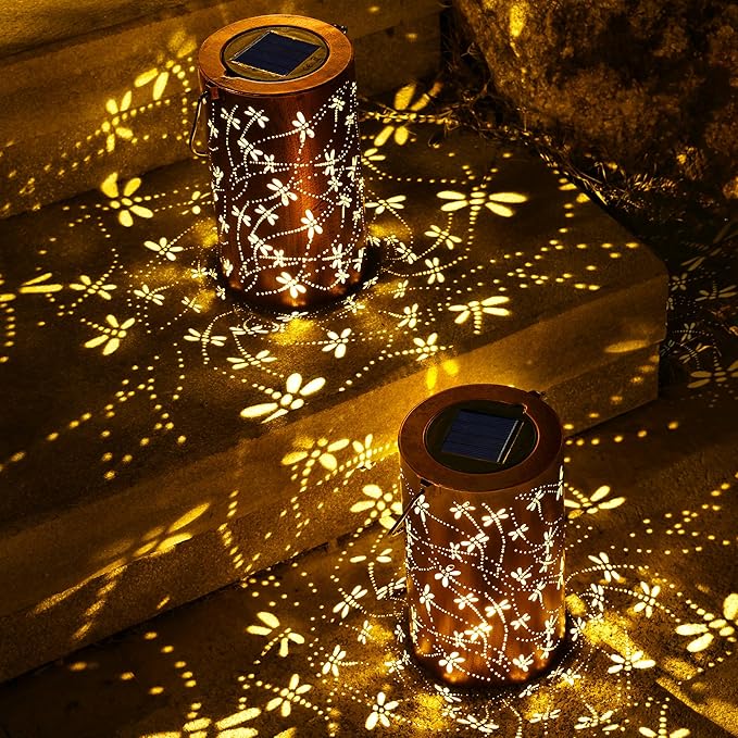 Solar Lanterns Outdoor Waterproof, Dragonfly Birthday Gifts for Women Men, Hanging Solar Lantern for Yard, Patio, Porch, Backyard, Landscape, Garden Decor