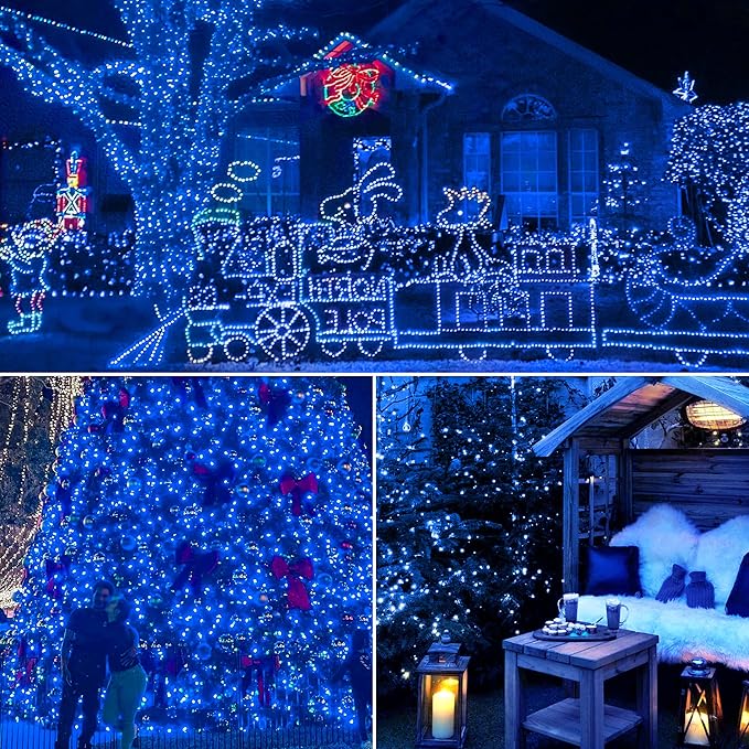 woohaha Christmas Lights Indoor Outdoor,2PACK 13FT 50-Count Lights Incandescent Mini Halloween String Light,120V UL Certified Green Wire Light for Xmas Tree,Patio,Holiday,Party,Home,Garden Decor,Blue