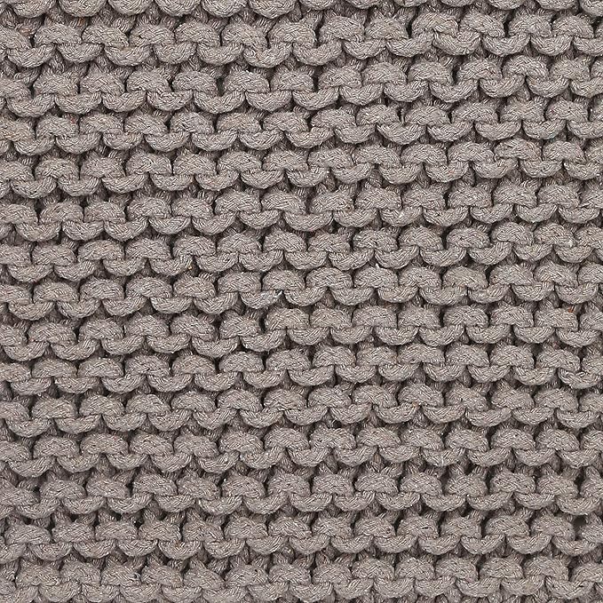 REDEARTH Cube Hand Knitted Pouf - Foot Stool Ottoman - Cord Boho Pouffe - Poof Accent Stuffed Table or Footrest for Living Room - Nursery - Bedroom - Patio - 100% Cotton (16" x 16" x 16") - Taupe