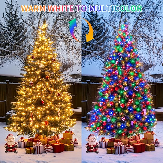 JMEXSUSS Color Changing Christmas Lights, 66ft 200 LED Warm White & Multicolor String Lights Outdoor Waterproof with Remote, Connectable Christmas Tree Lights Plug in for Indoor Xmas Decor