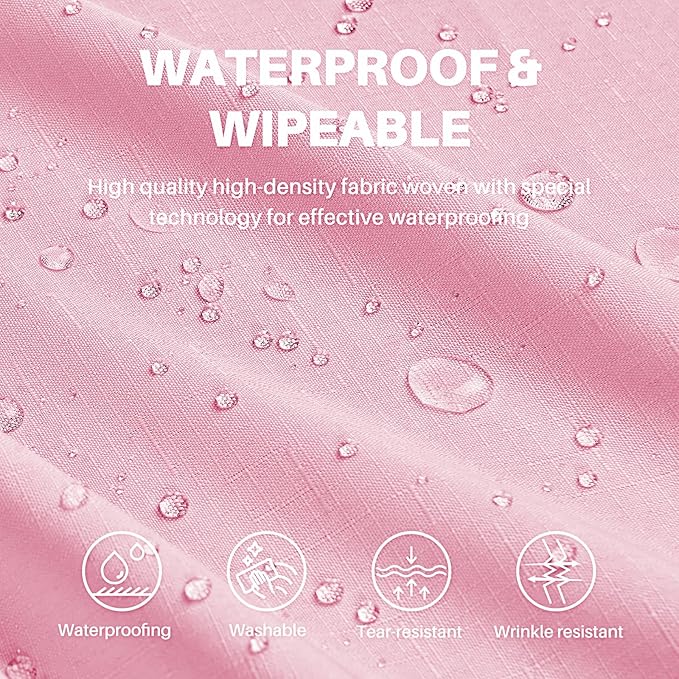 IVAPUPU Textured Linen Table Cloth for Rectangle Table - Pink Tablecloths Rectangular Waterproof Wrinkle Free Wipeable Dining Table Cover for Spring Wedding Birthday Kitchen Decor, 60 x 120 Inch