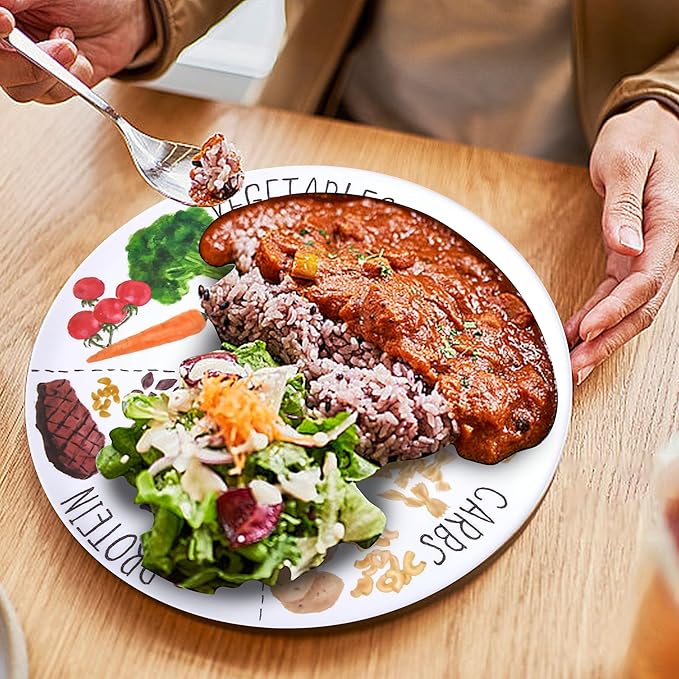9" Portion Control Plate - Healthy Nutrition Plate for Adults and Teens, Melamine, Ideal for Weight Loss and Diabetes Management (1 Pack)