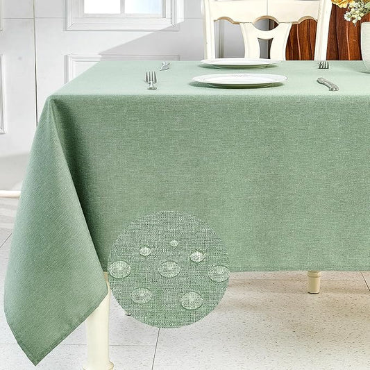 IVAPUPU Textured Linen Table Cloth for Rectangle Table - Sage Green Tablecloths Rectangular Waterproof Wrinkle Free Wipeable Dining Cover for Spring Wedding Birthday Kitchen Decor, 60 x 104 Inch