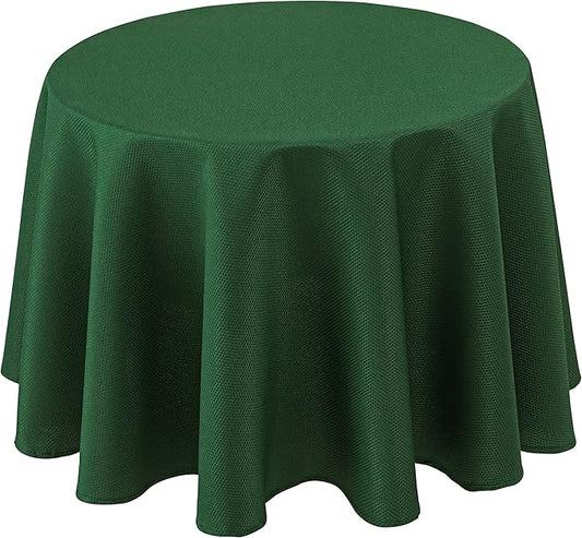Biscaynebay Textured Fabric Round Christmas Tablecloths 70", Hunter Green Water Resistant Spill Proof Tablecloths for Dining, Kitchen, Wedding, Parties Machine Washable