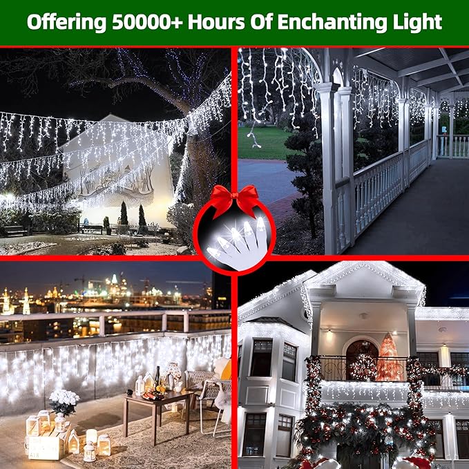 792 LED Christmas Lights with 176 Drops,82ft 8 Modes Fairy Hanging String Lights with Time Waterproof, Plug-in Christmas String Lights for Holiday Wedding Party Christmas Decorations(Cool White)