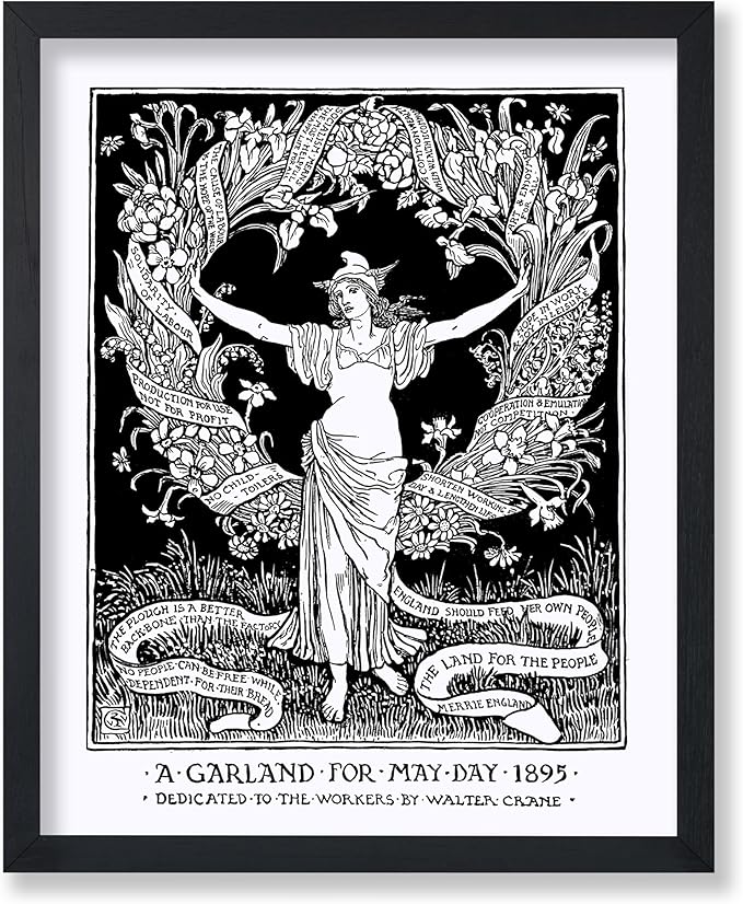 Poster Master Vintage Walter Crane Poster - Retro A Garland for May Day Print - Socialist Art - Gift for Him, Her, Men, Women - Wall Decor for Home, Office, Living Room - 11x14 UNFRAMED Wall Art