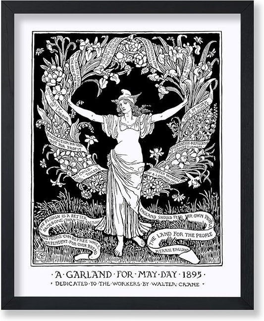 Poster Master Vintage Walter Crane Poster - Retro A Garland for May Day Print - Socialist Art - Gift for Him, Her, Men, Women - Wall Decor for Home, Office, Living Room - 16x20 UNFRAMED Wall Art