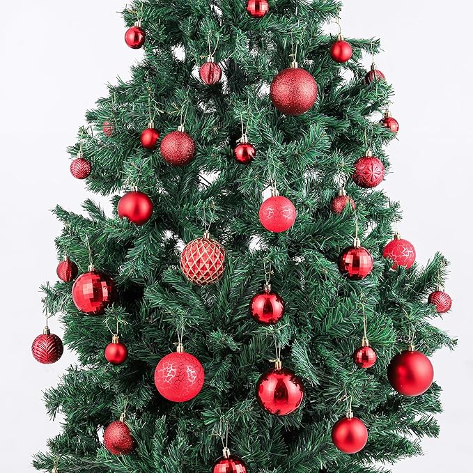 LANGXUN 36pcs Red Christmas Tree Decorations Balls, Bolas De Navidad, 2025 Christmas Decor, Indoor Outdoor Shatterproof Christmas Ornaments, Xmars Party Wedding Suppiles