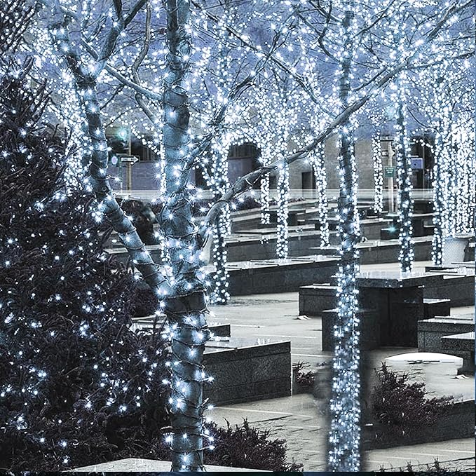 Dazzle Bright Outdoor Christmas String Lights, 1000 LED 328 FT Plug in Fairy Light with Remote Control 8 Modes & Timer, Waterproof Decoration for Home Garden Yard Xmas Wedding, White