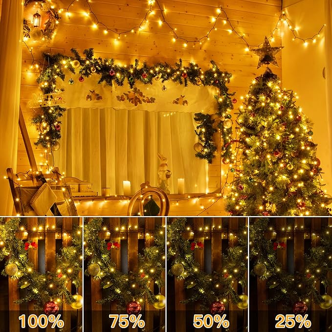 Ollny Christmas Lights, 500LED 164FT Long Christmas Tree Lights with 8 Modes Remote Timer IP44 Waterproof, Outdoor Christmas Lights for Tree House Yard Outside Xmas Decorations Warm White