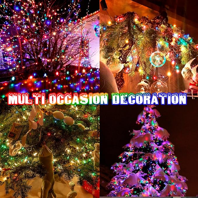 PEIDUO Christmas Lights with Music, Infrared Motion Sensor Controller with 6 Modes, Waterproof for Xmas Outdoor Garden Party Decor, Plug in, Multicolor Lights