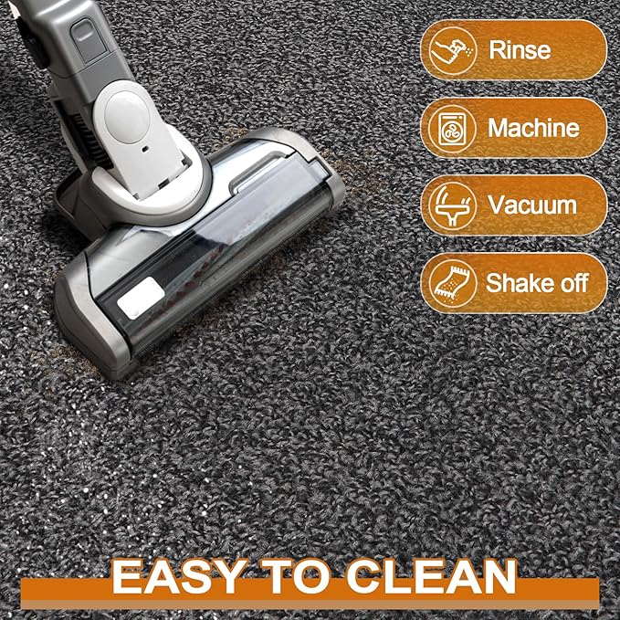 Mibao Front Door Mat, Dirt Trapper Welcome Mat for Outdoor Indoor, Non-Slip Waterproof Doormat, Durable Machine Washable Low Profile Entry Rug for Back Door Outside Patio Porch, 48" x 24", Grey