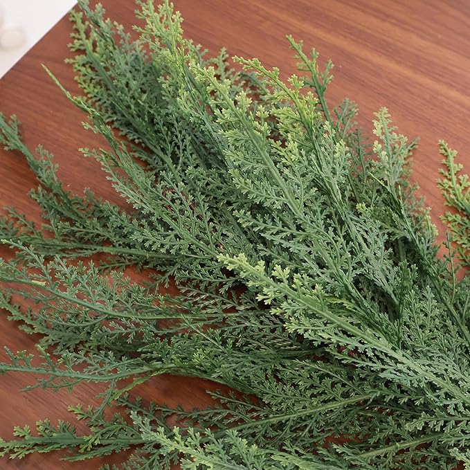 2PCS 6FT Christmas Cedar Garland Full Real Touch Artificial Green Faux Cypress Realistic Pine Garland for Mantle Fireplace Table Home Decoraiton