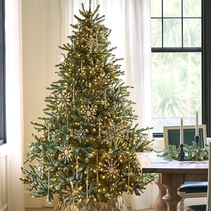 Balsam Hill 7.5 ft Unlit Classic Blue Spruce - Artificial Christmas Tree with 2,960+ Tips, Premium Stand, Storage Bag & Easy Assembly for Indoor Holiday Decorating