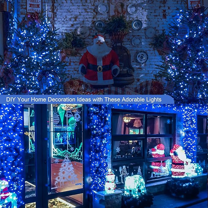 Hopolon Blue Christmas String Lights, 2PACK 50-Count Incandescent Mini Fairy Lights Set, UL Certified Green Wire Lights for Indoor Outdoor Halloween Holiday Home Xmas Tree Patio Décor (2pcs Blue)