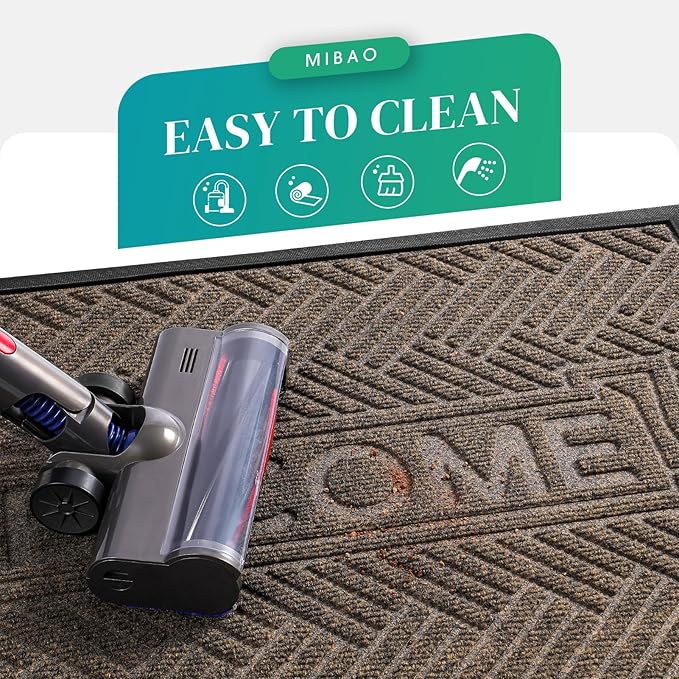 Mibao Front Door Mat Outside Entrance, Durable Outdoor Indoor Mat, Low Profile Heavy Duty Doormat, Non-Slip, Traps Dirt and Moisture, Easy Clean Patio Porch Entryway Mat, 36" x 24", Brown