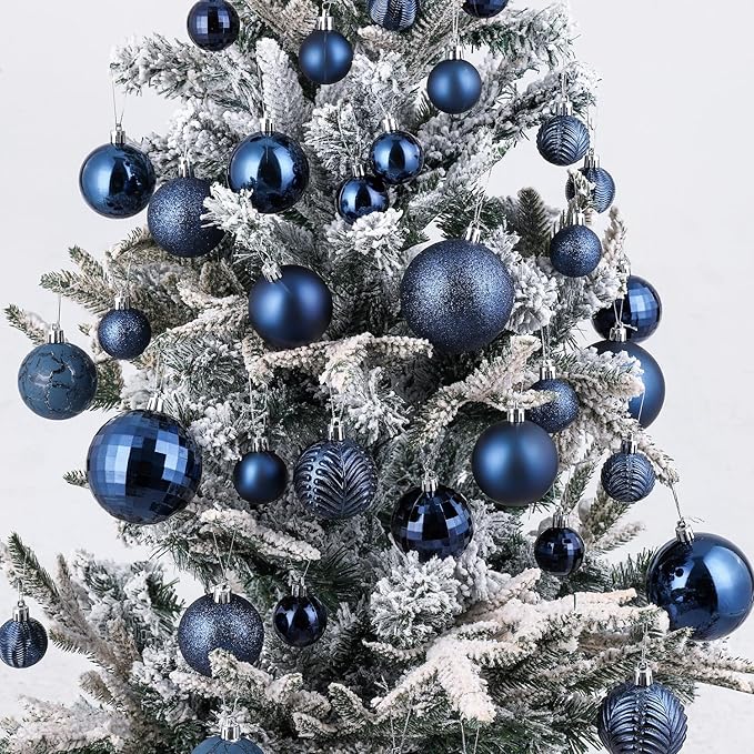 LANGXUN 36pcs Midnight Blue Christmas Tree Decorations Balls, Bolas De Navidad, 2025 Christmas Decor, Indoor Outdoor Shatterproof Christmas Ornaments, Xmars Party Wedding Suppiles