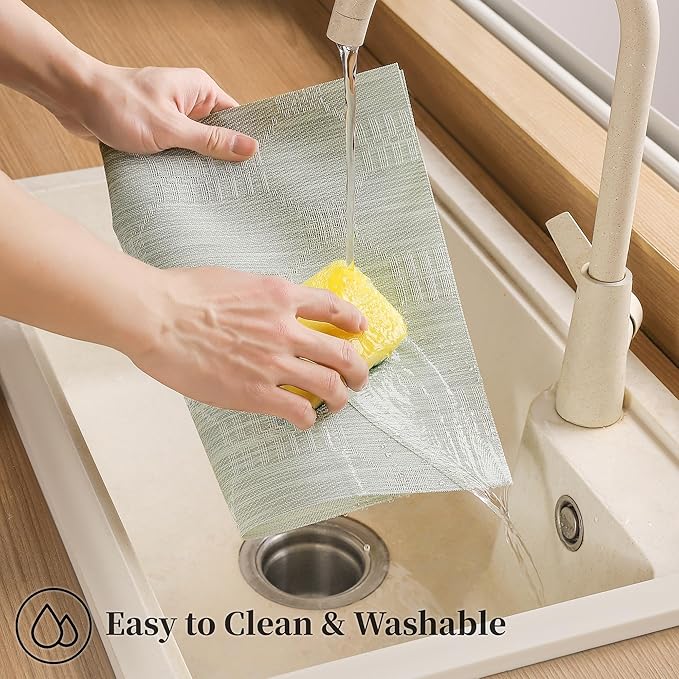 Leetaltree Mint Cream Placemats Set of 6 - Heat Resistant Non-Slip Place mats for Dining Table, Washable Durable PVC Vinyl Woven Table Mats（Mint Cream, 6）