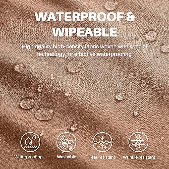IVAPUPU Textured Linen Table Cloth for Rectangle Table - Coffee Tablecloths Rectangular Waterproof Wrinkle Free Wipeable Dining Table Cover for Spring Wedding Birthday Kitchen Decor, 60 x 84 Inch