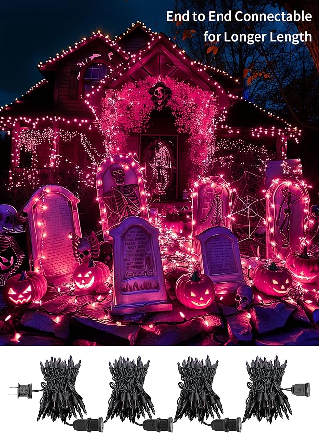 Purple Halloween Mini Lights, 50 Count 13 Feet Incandescent Bulb Mini String Lights, Connectable Halloween Light for Haunted House Ghost Party Holiday Window Indoor Outdoor Decoration, Purple