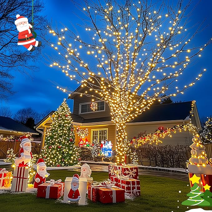 JMEXSUSS Solar String Lights Outdoor Waterproof, Total 66 FT 200 LED Solar Twinkle Lights Outdoor, Solar Christmas Light for Outside Tree Garden Yard Decor(Warm White)