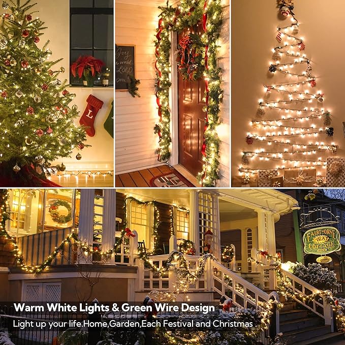 White Christmas Lights,100 Count Clear Mini Lights Incandescent Christmas Tree String Lights, Connectable for Christmas Decoration,Garland,Home,Patio, Wedding,Party,Festival (23 Feet)