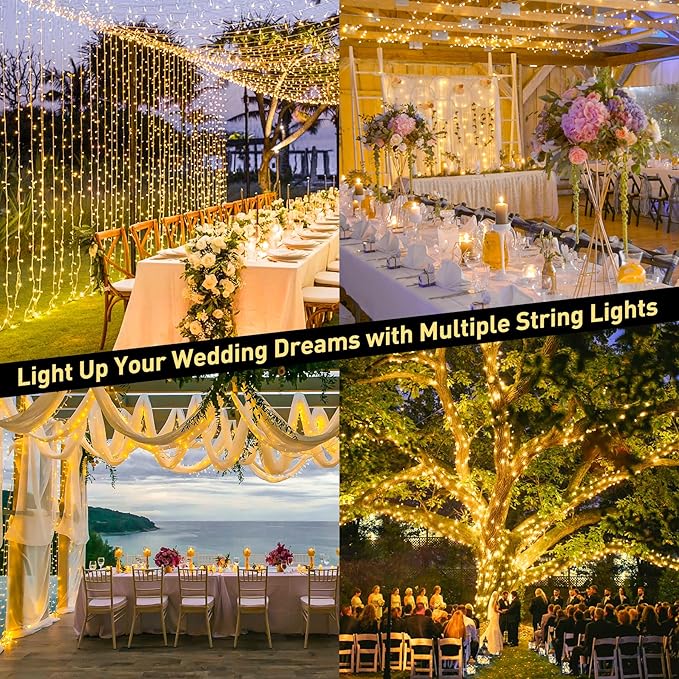 JMEXSUSS 168FT 600 LED Christmas Lights Outdoor Waterproof 8 Modes Indoor String Lights for Outside Warm White Christmas Tree Lights Plug in for Bedroom Wedding Party Holiday Classroom Decorations