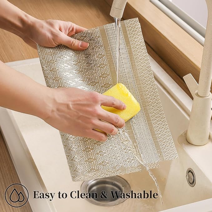 Leetaltree Stardust Yellow Placemats Set of 6 - Heat Resistant Non-Slip Place mats for Dining Table, Washable Durable PVC Vinyl Woven Table Mats（Stardust Yellow, 6）