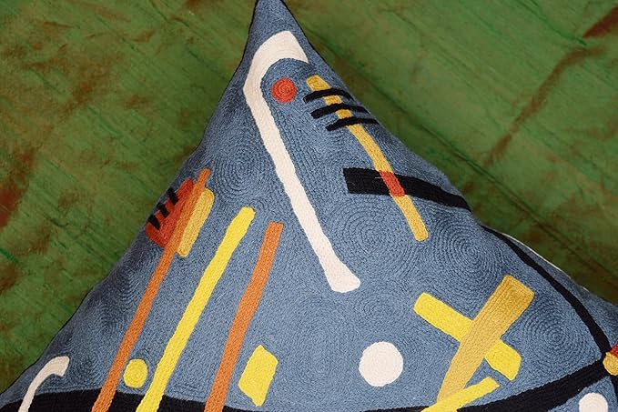 Kandinsky Modern Throw Pillow Cover - Escape | Abstract Pillow | Modern Couch Pillow | Contemporary Pillows | Modern Outdoor Pillow | Mid Century Chair Cushions | Handmade Wool Size 18x18