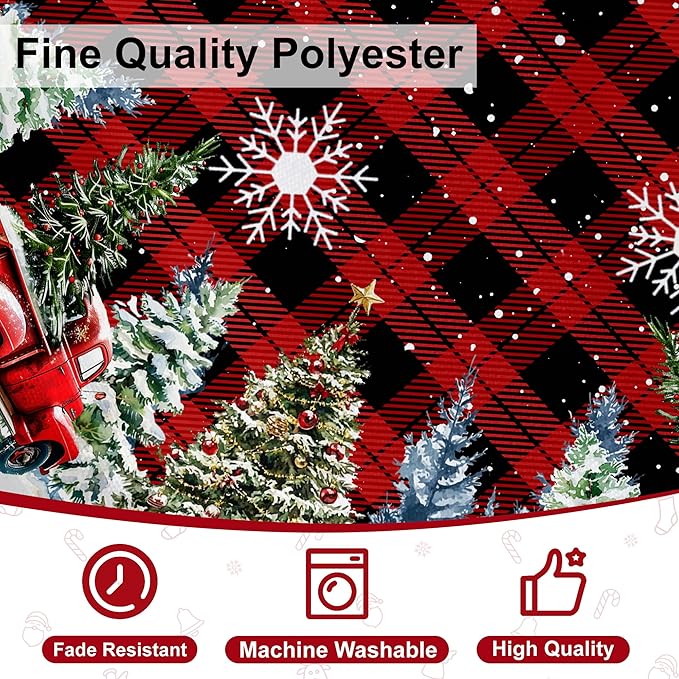 Christmas Tree Skirt 48 Inches Red Xmas Soft Cover Mat Decor Retro Xmas Tree Skirt for New Year Holiday Ornaments Indoor Outdoor Decorations (Buffalo Plaid)