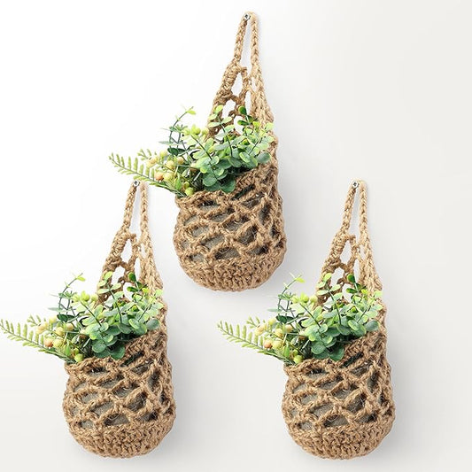 3PK Wall Planters for Indoor Plants, Macrame Plant Hanger | Wall Planter, Plant Hanger, Hanging Planter (3PK, for 4 inch Pot)