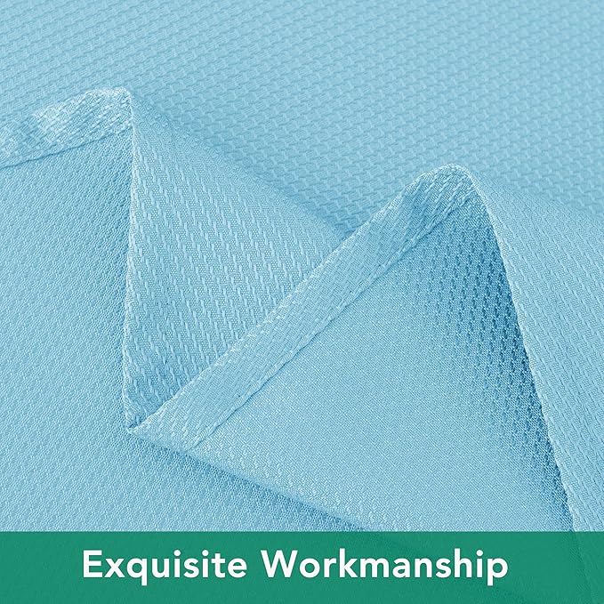 Biscaynebay Textured Fabric Tablecloths 52x70 Inches Rectangular, Light Blue Water Resistant Tablecloths for Dining, Kitchen, Wedding, Parties etc. Machine Washable