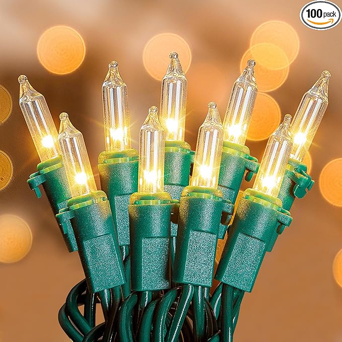 White Christmas Lights,100 Count Clear Mini Lights Incandescent Christmas Tree String Lights, Connectable for Christmas Decoration,Garland,Home,Patio, Wedding,Party,Festival (23 Feet)