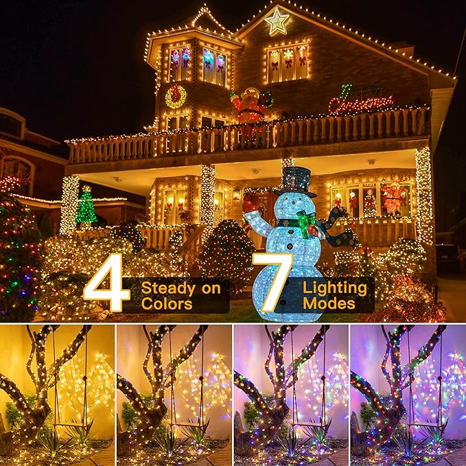 Ollny Christmas Lights, 131FT 400 LED Color Changing Christmas Tree Lights with 11 Modes Remote Control, Waterproof Outdoor Christmas Lights for Outside Indoor Patio Xmas Decorations