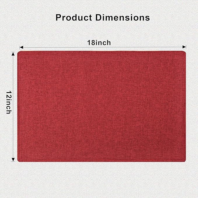 Red Christmas Placemats Set of 4 - Festive Easy to Clean Linen-Style Fabric Table Mats - Machine Washable & Heat Resistant Non-Slip Design for Thanksgiving and Holiday Dining (4, Wine Red)