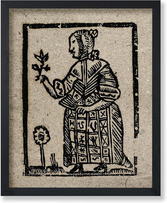Poster Master Vintage Woodcut Poster - Retro Medieval Print - Gift for Gothic, Horror Fan - Witch Holding a Plant, Magic, Spell, Herbalist - Wall Decor for Bedroom, Dorm, 18x24 Unframed Wall Art