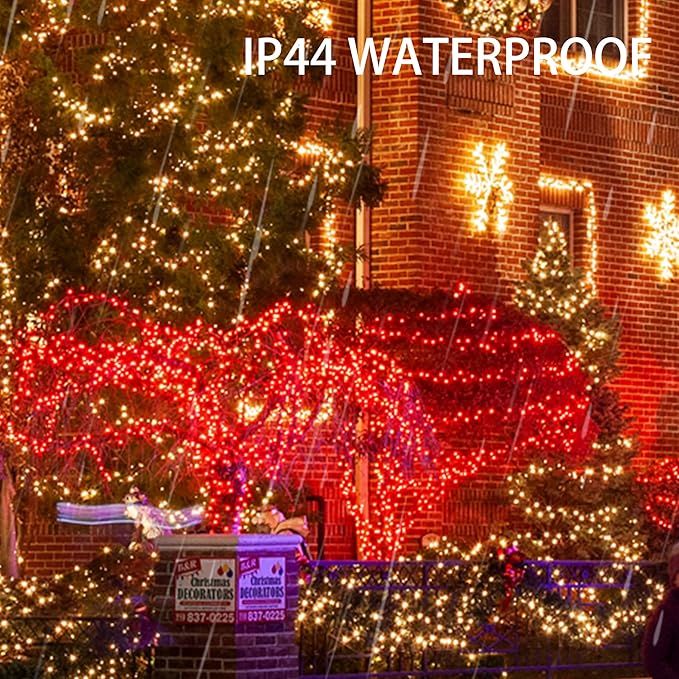 Dazzle Bright Fairy Lights Battery Operated, 4 Pack Total 80FT 240LED Silver Wire Waterproof Battery Operated String Lights, Christmas Decorations for Indoor Outdoor Bedroom Yard Decor, Red