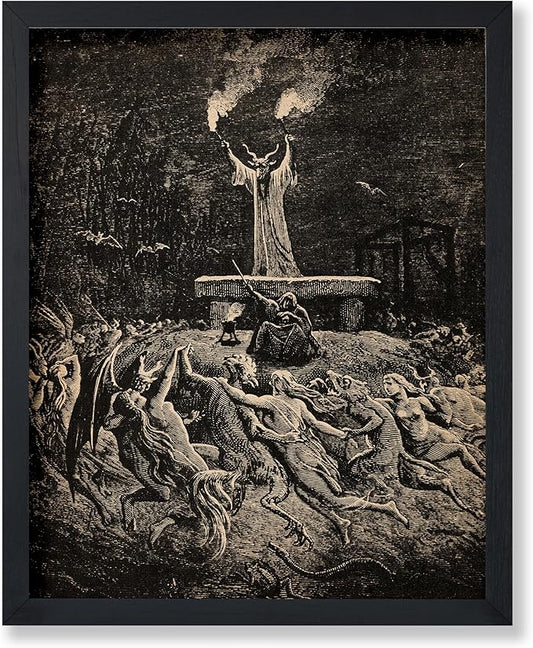 Poster Master Vintage Gustave Dore Poster - Retro Dance of Sabbath Print - Witchcraft Art - Halloween Art - Gift for Him & Her - Gothic Decor for Dorm, Living Room or Bedroom - 8x10 UNFRAMED Wall Art